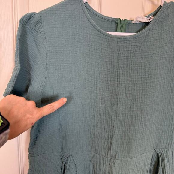 Bucket List Romper Green 100% Cotton One Size *Stained* Project Piece - Picture 2 of 7